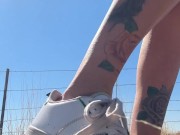 Piss Slut pissing on side of road! 14/16