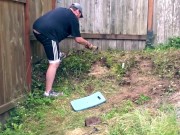 Doing some yard work and stripped naked outside and jerked off! 3/16