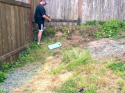 Doing some yard work and stripped naked outside and jerked off! 4/16