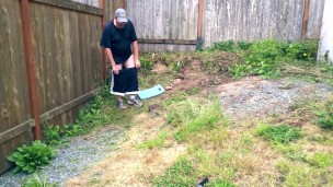 Doing some yard work and stripped naked outside and jerked off!