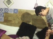 I give my stepbrother a delicious blowjob at his house. 2/16