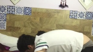 I give my stepbrother a delicious blowjob at his house.