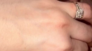 Rubbing daddy’s cock on my pussy until he gets hard