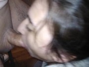 Horny Teen CherryBomBomb sucking cock and eating cum under the TABLE! 6/16