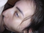 Horny Teen CherryBomBomb sucking cock and eating cum under the TABLE! 8/16