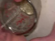 Girl measures her morning piss and overflows the cup 2/16