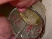 Girl measures her morning piss and overflows the cup 4/16