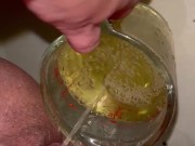 Girl measures her morning piss and overflows the cup 7/16