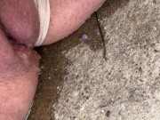 Panties pulled to the side for quick piss 11/16