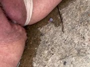 Panties pulled to the side for quick piss 8/16