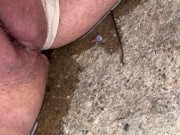 Panties pulled to the side for quick piss 9/16
