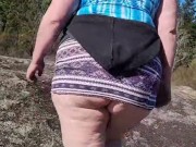 Busty big booty upskirt in the woods 2/16