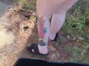 Busty big booty upskirt in the woods 4/16