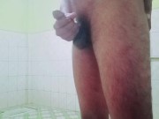 Horny Guy Masturbates his Big Cock until Cumshot 13/16