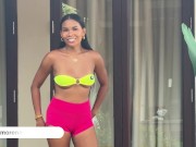 Naughty Black Flower Micro Bikini Try On 2/16