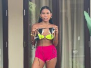 Naughty Black Flower Micro Bikini Try On 6/16