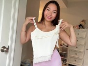Asian GF Tries White Transparent Top - Wait for the Nipple Slip. 3/16
