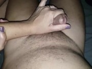 Jerking my husband after suck my pussy 14/16