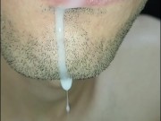 tongue, saliva, lengua , sloopy, sucking, escupir fetish,  babeante primer plano, semen fluyendo 11/16