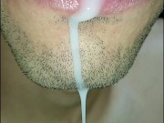 tongue, saliva, lengua , sloopy, sucking, escupir fetish,  babeante primer plano, semen fluyendo 13/16