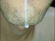 tongue, saliva, lengua , sloopy, sucking, escupir fetish,  babeante primer plano, semen fluyendo 9/16