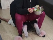 Eating while you are crushed under my ass