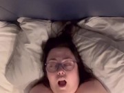Curvy British Girl's Big Natural Tits Bounce and Jiggle as Cums on Vibrator 16/16