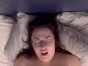 Curvy British Girl's Big Natural Tits Bounce and Jiggle as Cums on Vibrator 3/16