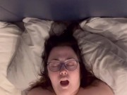 Curvy British Girl's Big Natural Tits Bounce and Jiggle as Cums on Vibrator 9/16