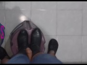 POV VERSION: Mistress in leather riding boots squeeze the cock with her boots until big cumshot 4/16