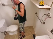 Cute Boy Deep Cleaning Bathroom 14/16