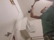 Cute Boy Deep Cleaning Bathroom 3/16