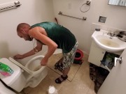 Cute Boy Deep Cleaning Bathroom 6/16