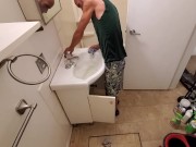 Cute Boy Deep Cleaning Bathroom 9/16