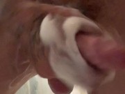 POV Solo bwc soapy shower masturbation with cum 13/16