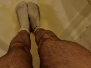 Pissing panties, feet and socks in the shower 11/16
