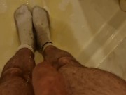 Pissing panties, feet and socks in the shower 12/16
