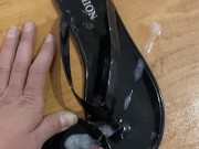 Fuck Shiny Black Flip Flop and Cum in Sandal 13/16