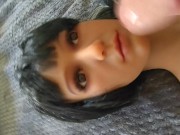 my petit tiny does a reverse cowgirl analride and  ended with facials 14/16