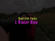 British Slut Belle O'Hara needs cock in her mouth whatever the weather 1/16