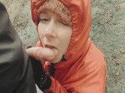 British Slut Belle O'Hara needs cock in her mouth whatever the weather 7/16