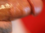 Oiled up cock get stroked until it cums 1/16