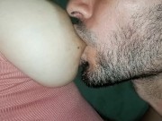 Sucking my big natural boobs and biting my big hard nipples 7/16