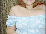 red-haired girl in a blue dress 12/16