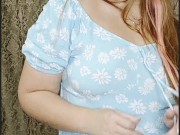 red-haired girl in a blue dress 5/16