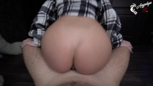 POV BLOWJOB - Beautiful brunette gets a big facial - AnGelya.G