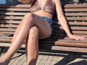 On a bench in a park in the Canary Islands I flash my tits 5/16
