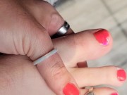 Ribbing lotion on feet 3/16