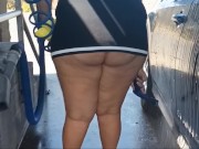 Exhibitionist wife washing car and flashing her big ass part 2 7/16