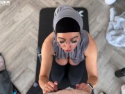 Hijabi Aaliyah Yasin is caught by her housemate and gets big cum facial 8/16